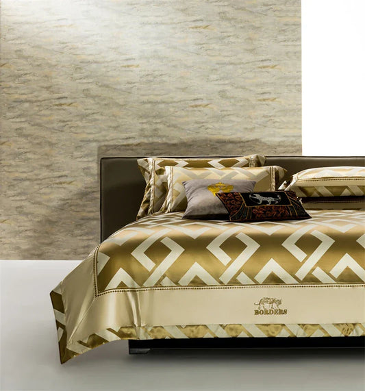 Artfan American Jacquard Brocade & Egyptian Cotton Embroidered Bedding Set with Pillowcase