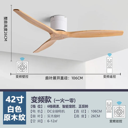 Artfan 52 Inch Brushed Luxury Ceiling Fan with DC Motor, 3 Wood Blades, Remote Control