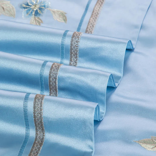 Artfan 200S Cotton Embroidery Bedding Set - Queen King Linens - Duvet Cover Sheets