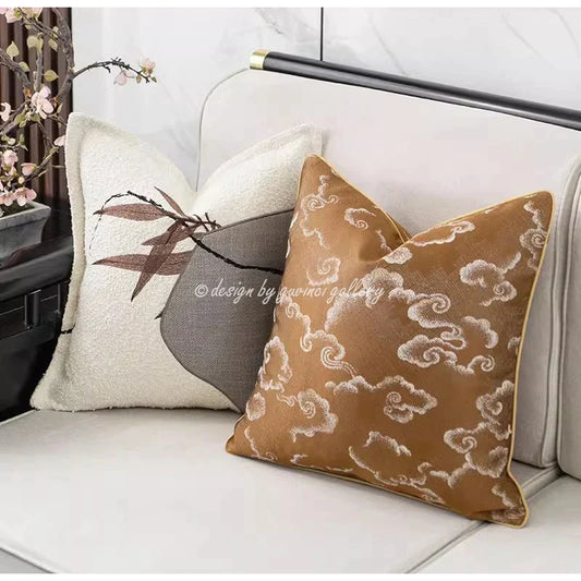 Artfan Auspicious Clouds Jacquard Throw Pillow Cover-Luxury Decorative Cushion Case