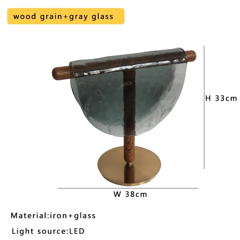 Artfan Amber Glass Table Lamp: Nordic Minimalist LED Nightstand Decor