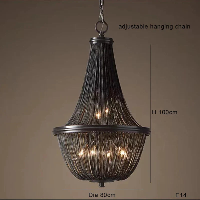 Artfan lighting Black Aluminum Chain Tassel Pendant Lights - Dimmable Classic Chandelier