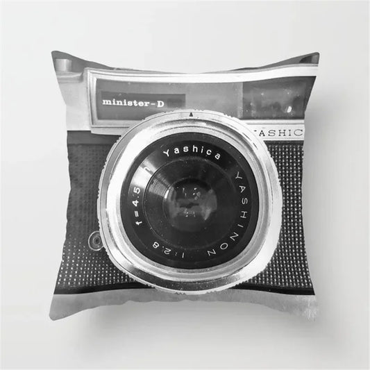 Artfan lighting Black Camera Print Retro Cushion Cover for Home Sofa Chair