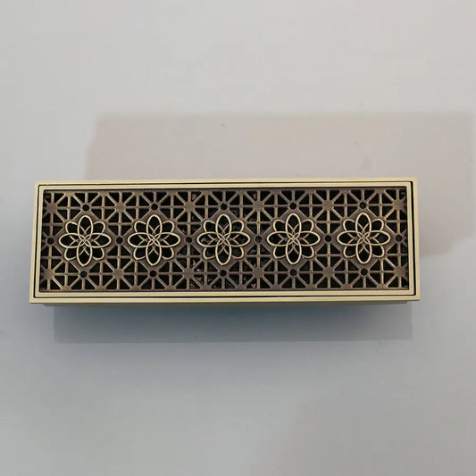 Artfan Antique Brass Rectangle Bathroom Floor Drain Strainer - Deodorization Linear Design