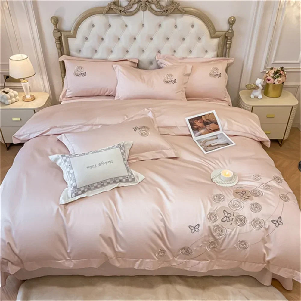 Artfan lighting Blue Butterfly Flower 600TC Egyptian Cotton Duvet Cover Set