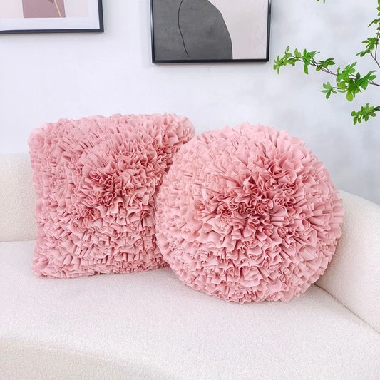 Artfan 3D Chrysanthemum Flower Cushion Cover for Sofa Decor, Handmade Solid Color Pillowcase