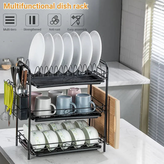 Artfan 3-Tier Kitchen Drying Rack & Dish Organizer Shelf with Drain Board