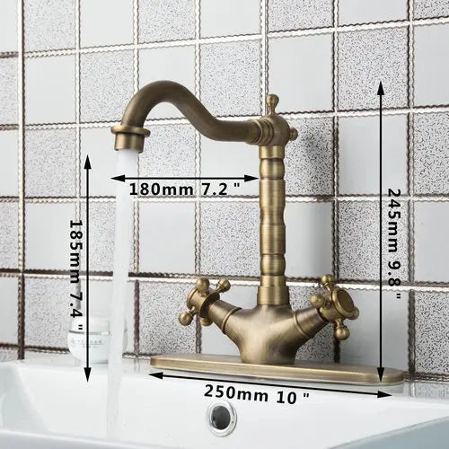 Artfan Antique Brass Kitchen Tap Mixer Faucet Double Handles Sink Torneiras Cozinha