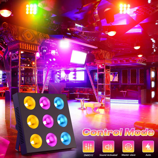 Artfan 80W 9-Eye COB Matrix RGBW LED Stage Light for DJ Party Concert Hall