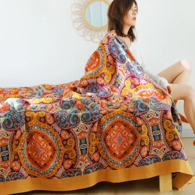Artfan 100% Cotton Nordic Throw Blanket - Soft Gauze Bedspread for Bedroom & Sofa