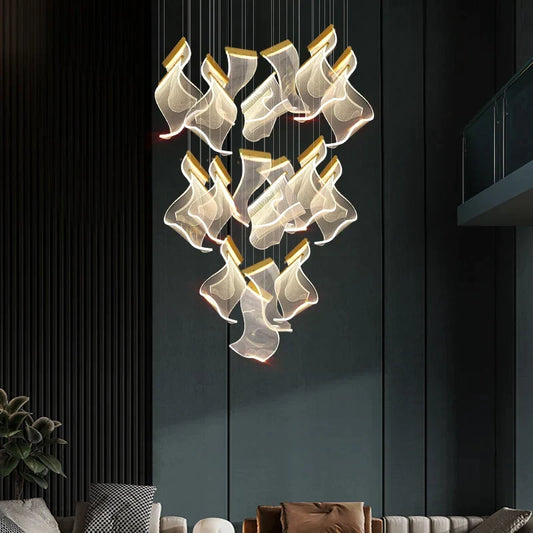 Artfan Acrylic Deluxe Staircase Chandelier - Villa, Lobby, Living Room Decor Lighting
