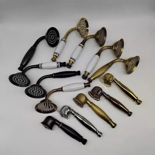 Artfan Antique Gold Handheld Shower Head with Holder and Plumbing Hose