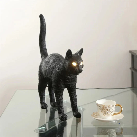 Artfan lighting Black Cat Resin Table Lamp for Bedroom Office Dining Room