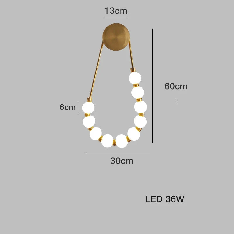 Artfan lighting Black Gold LED Her Necklace Wall Lamp Sconce for Bedroom & Corridor