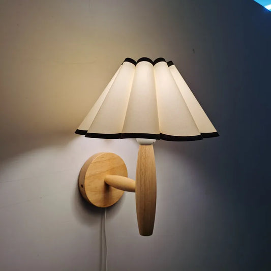 Artfan Petal Lamp: Nordic Style Wood Wall Sconce, Ancient Pleated Design