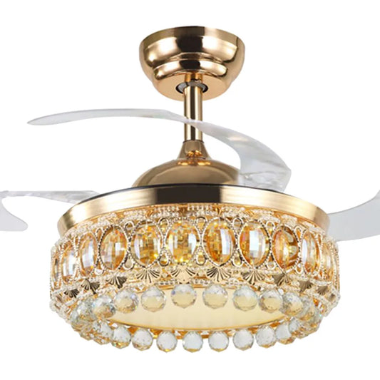 Artfan 42 Inch Gold Luxury Crystal Ceiling Fan Light with Remote Control