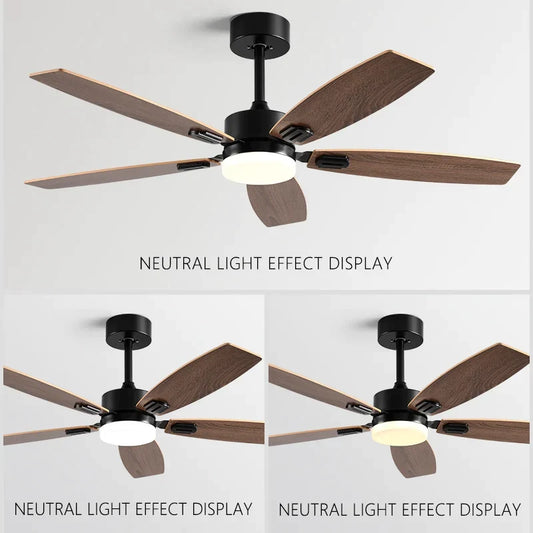 Artfan 52" Wood Blade Ceiling Fan with 18W LED Light and Remote Control