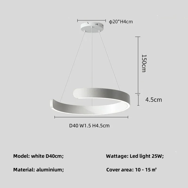 Artfan lighting Black LED Chandelier Pendant Light for Foyer Stairs Bar, Minimalist Indoor Hanging Lamp
