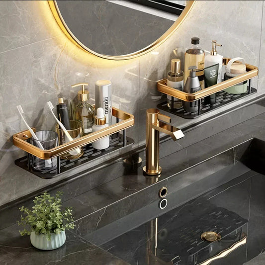 Artfan Aluminum Corner Bathroom Shelf with Towel Holder
