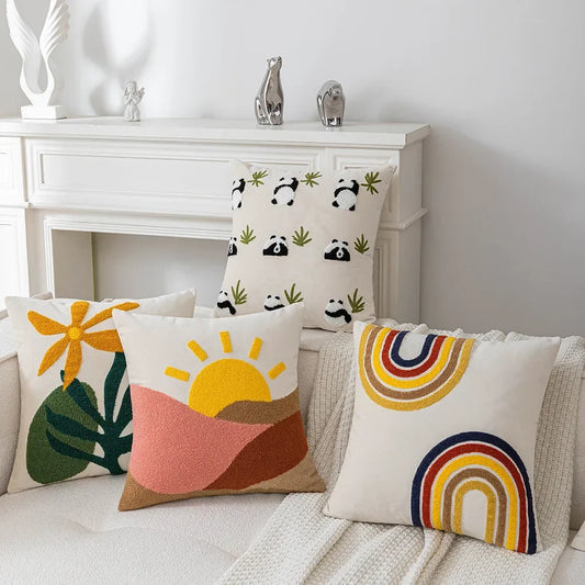 Artfan Abstract Embroidery Cushion Cover 45*45 Soft Velvet Pillowcase for Sofa Home