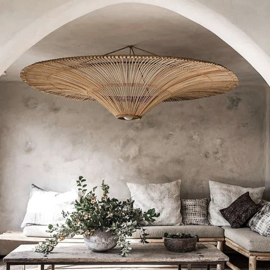 Artfan Handmade Rattan Wicker Chandelier for Home and Shop Decor