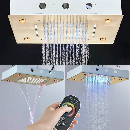 Artfan 3-Way Shower System with Rainfall Waterfall Head and Bathtub Mixer Tap.