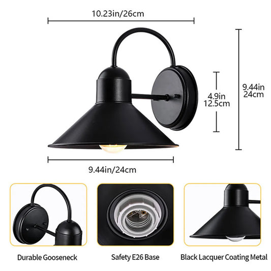 Artfan lighting Black Farmhouse Barn Lights: Waterproof Outdoor Wall Sconce with E27 Socket