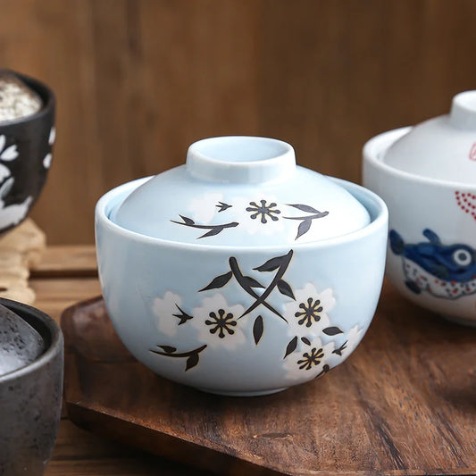 Artfan 4.25" Ceramic Stew Pot Bowl with Lid - Multipurpose Steam Egg Soup Bowl - Small Steaming Cup for Slow Cooking - Home & Restaurant Tableware