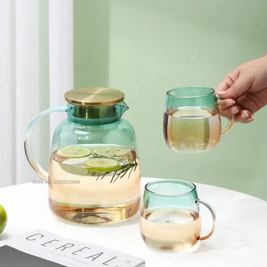 Artfan 1.8L Glass Teapot Set with Cups, Filter Jug for Cold Drinks