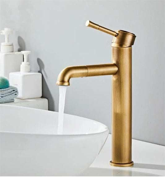 Artfan Antique Bronze Basin Faucet: Hot & Cold Brass Sink Mixer Tap, Deck Mounted