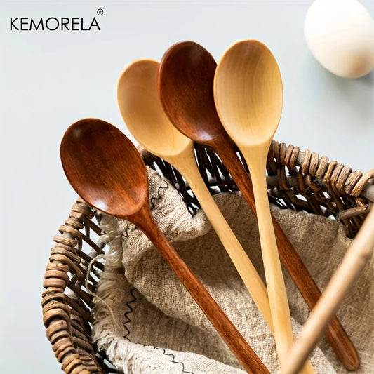 Artfan 4-Piece Wooden Spoon Set - Korean Style Natural Wood Soup Tableware