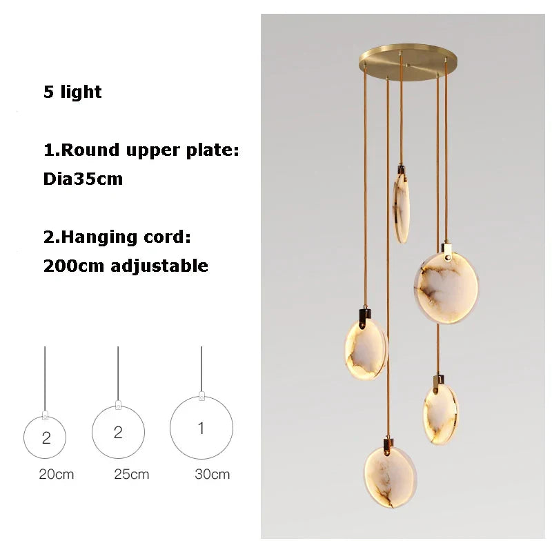 Artfan 2025 Art Deco Marble Golden Lustre LED Chandelier Lighting