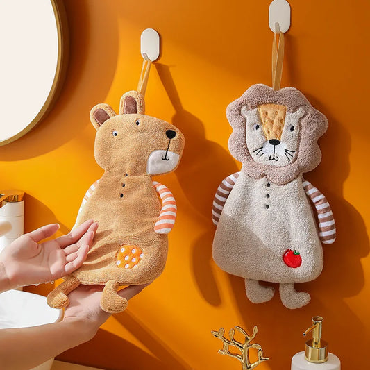 Artfan Kids Coral Velvet Hanging Hand Towel: Soft, Skin-Friendly Kitchen & Bathroom Towel