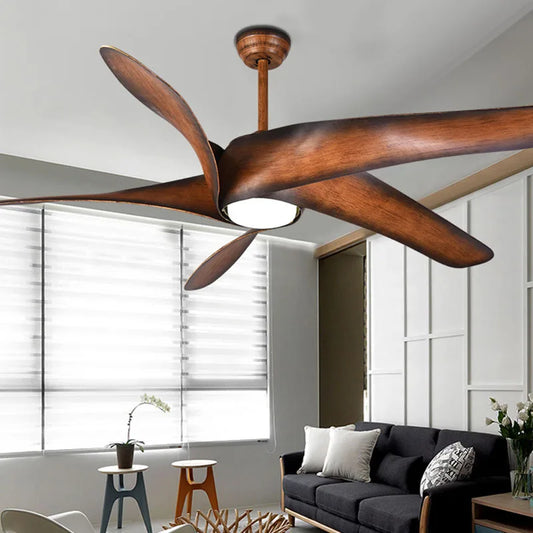 Artfan 60" Brown Blades Ceiling Fan with Remote Control and LED Light