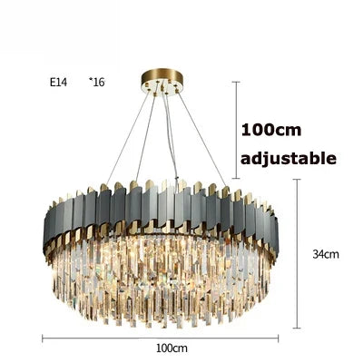 Artfan Art Deco Golden Black Crystal Pendant Lights for Dinning Room