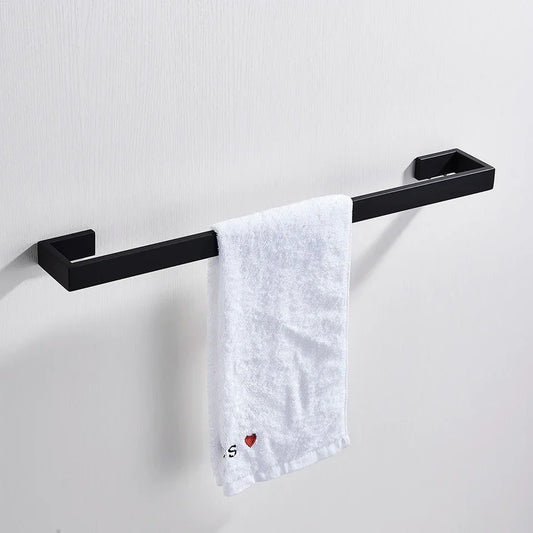 Artfan lighting Black Bathroom Hardware Set: Robe Hook, Towel Bar, Shelf, Tissue Holder, Toothbrush Organizer