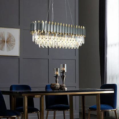 Artfan Art Deco Golden Black Crystal Pendant Lights for Dinning Room