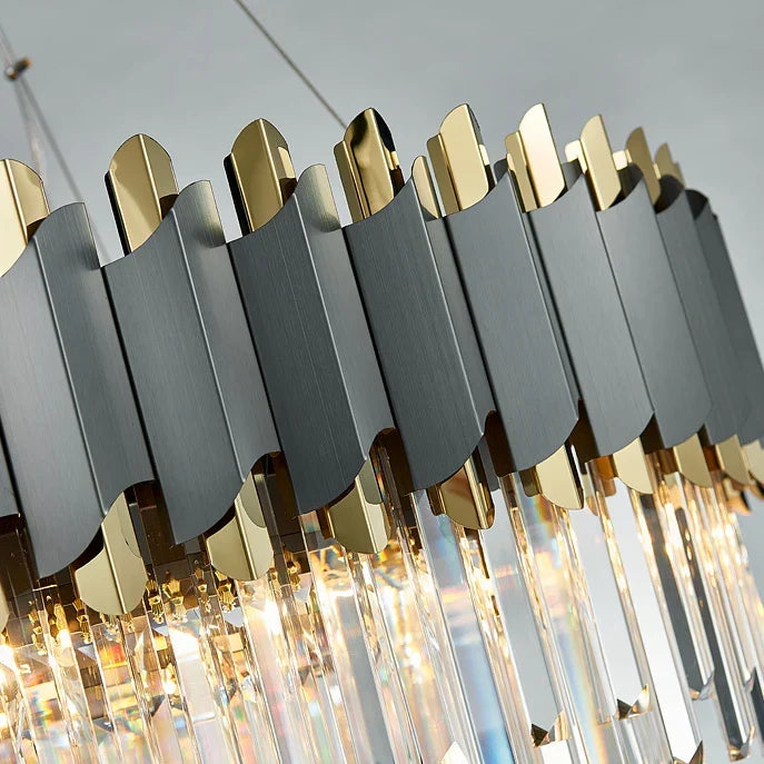 Artfan Art Deco Golden Black Crystal Pendant Lights for Dinning Room