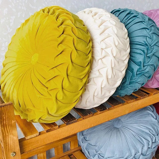 Artfan 3D Pumpkin Vehicle Wheel Round Velvet Throw Pillow for Couch Decor