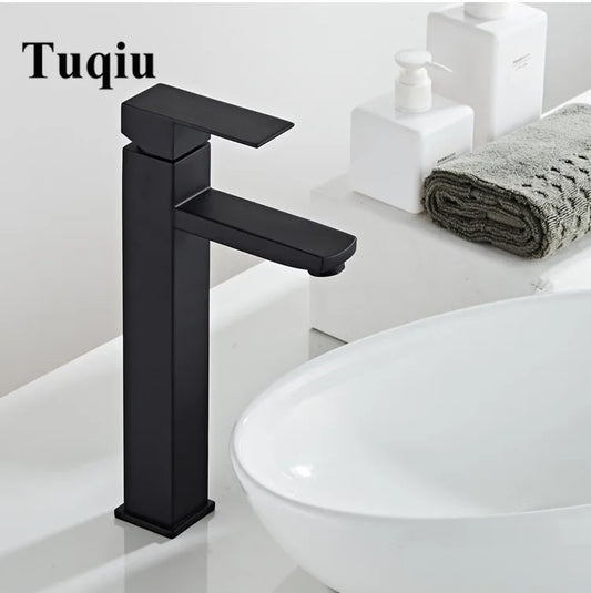 Artfan lighting Black Baking Stainless Steel Basin Faucet - Hot Cold Bathroom Sink Mixer