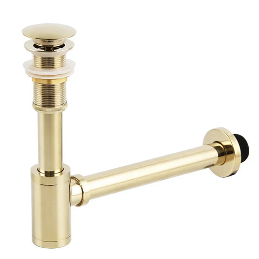 Artfan Antique Brass Pop Up Drain Kit with P-Trap Pipe for Bathroom Sink.