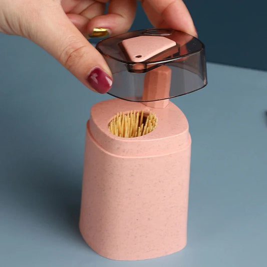 Artfan Automatic Toothpick Dispenser Holder | Wheat Straw Container Push Pop-up