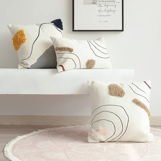 Artfan Abstract Line Colors Handmade Tufted Cushion Cover 45x45cm for Home Decor
