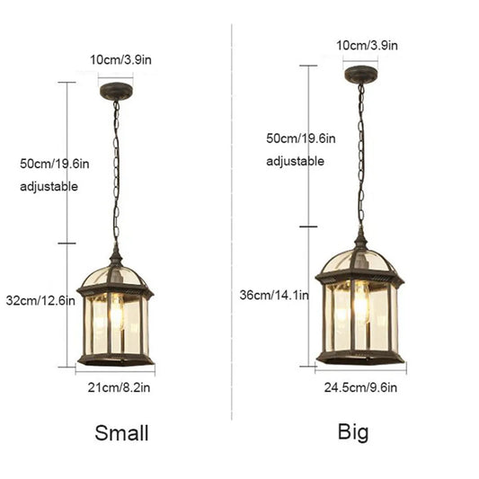 Artfan lighting Black Rustic Outdoor Hanging Lantern Light with Clear Glass Flush Mount Fixture