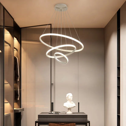 Artfan lighting Black Ring LED Pendant Chandelier for Living Room, Dining Room, Kitchen