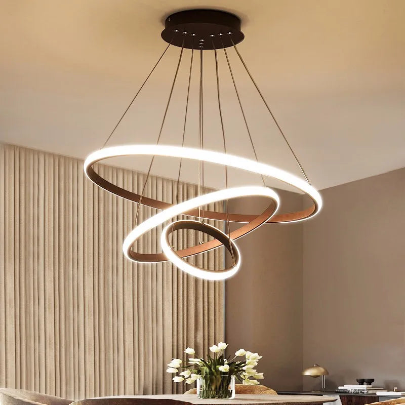 Artfan lighting Black Ring LED Pendant Chandelier for Living Room, Dining Room, Kitchen