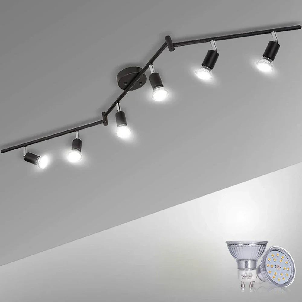Artfan 6 Head LED Ceiling Light GU10 Adjustable Angle Spot Lamp for Living Room Bedroom