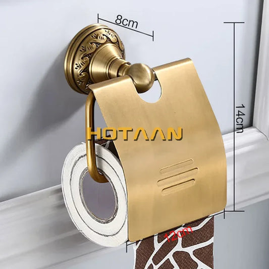 Artfan Antique Brass Toilet Paper Holder Wall Mounted Vintage Bathroom Accessories