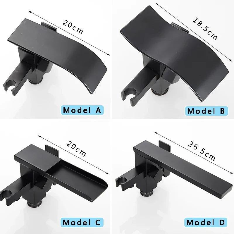 Artfan Matte Black Waterfall Bathtub Shower Faucet, Floor Standing Hot Cold Mixer Tap