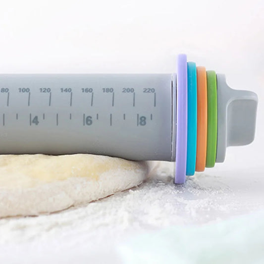 Artfan Adjustable Silicone Rolling Pin for Fondant Cake Pastry Decor - Bakeware Tool